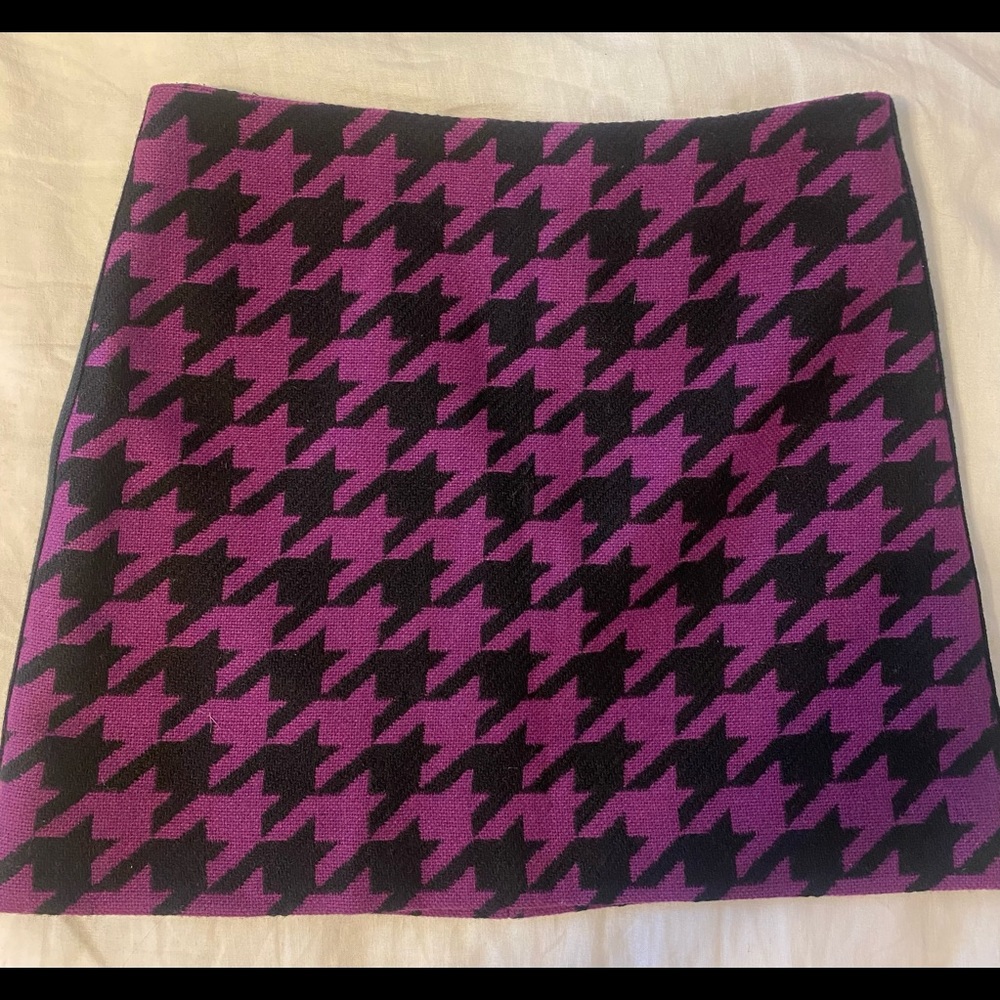 Hobbs London Purple Houndstooth Wool Blend Skirt
